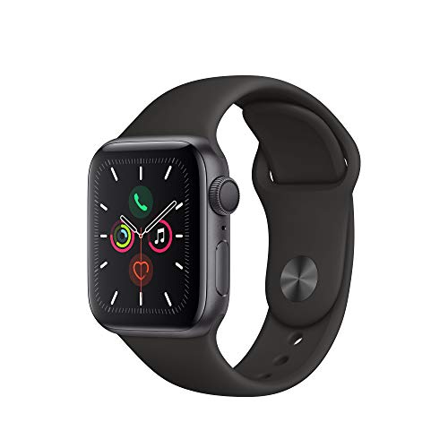 Apple Watch Series 5 (GPS, 40 mm) Caja de aluminio en gris espacial con correa deportiva - Negro