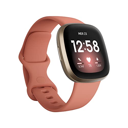 Reloj inteligente Fitbit Versa 3 Health & Fitness con suscripción de seis meses incluida, rosa, 4,05 x 4,05 x 1,24 cm