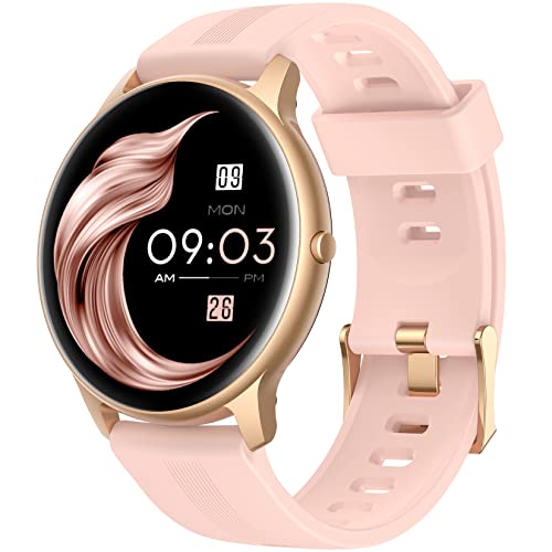 AGPTEK LW11 Smartwatch Mujer Fitness Watch 1.3' Full Touch, Impermeable IP68, Pulsómetro de Muñeca, Salud de la Mujer, Fitness Watch IP68 Impermeable, para Android iOS (Rosa)