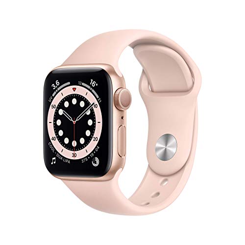 Apple Watch Series 6 (GPS, 40 mm) con caja de aluminio dorado y correa deportiva rosa arena